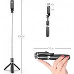 Wholesale Heavy Duty 3 in 1 Aluminum Wireless Bluetooth Extendable Selfie Stick with Tripod Stand (Black)